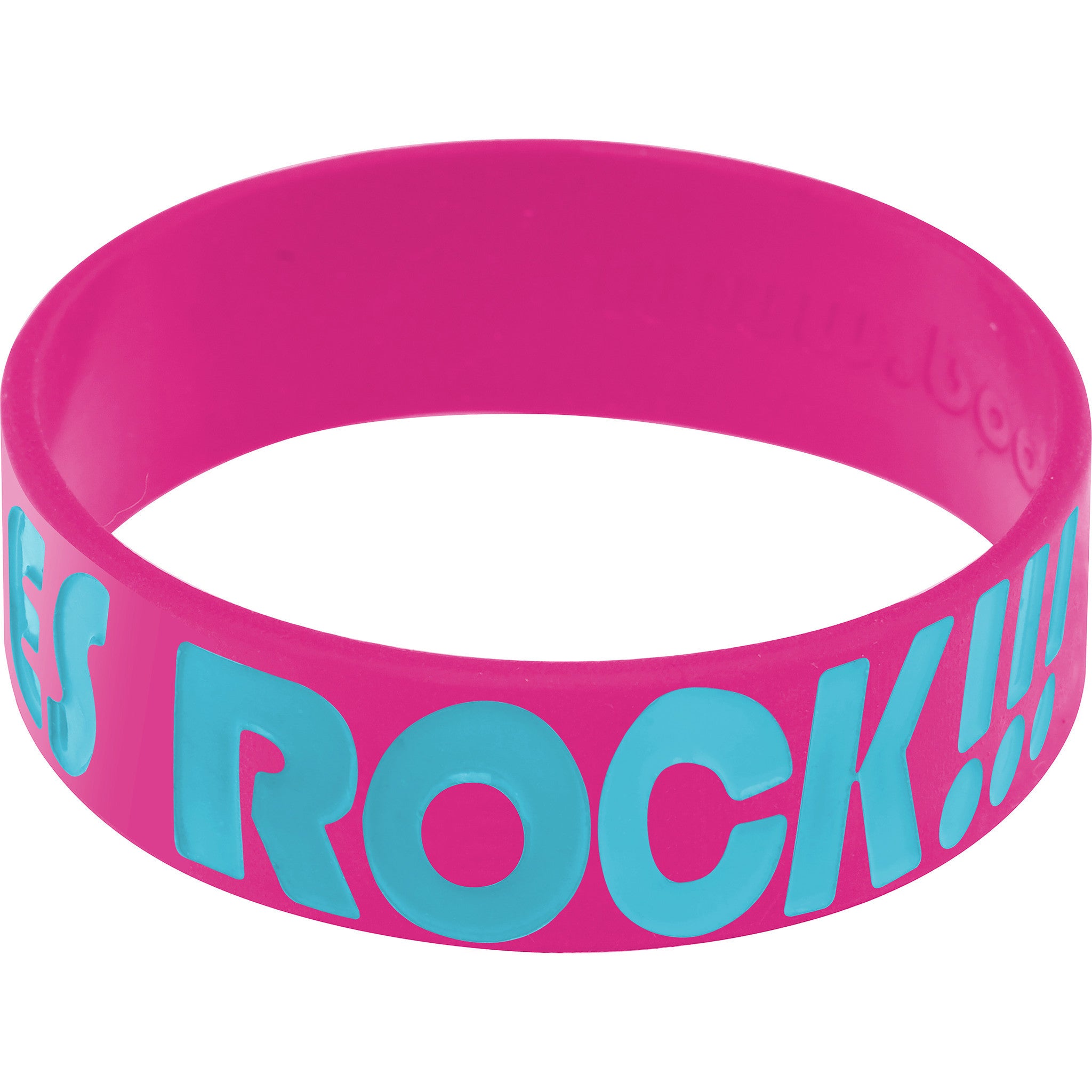 Pink Aqua Boobies Rock Breast Cancer Bracelet