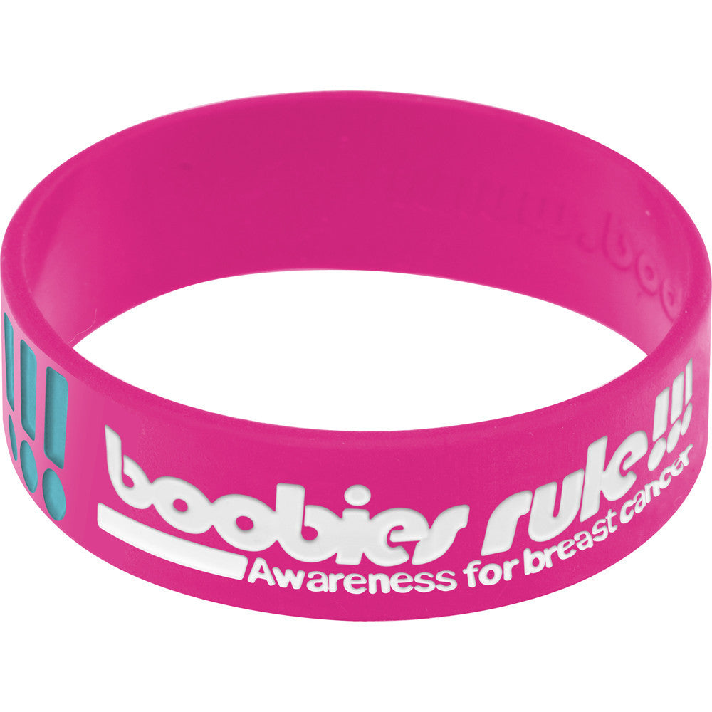 Pink Aqua Boobies Rock Breast Cancer Bracelet