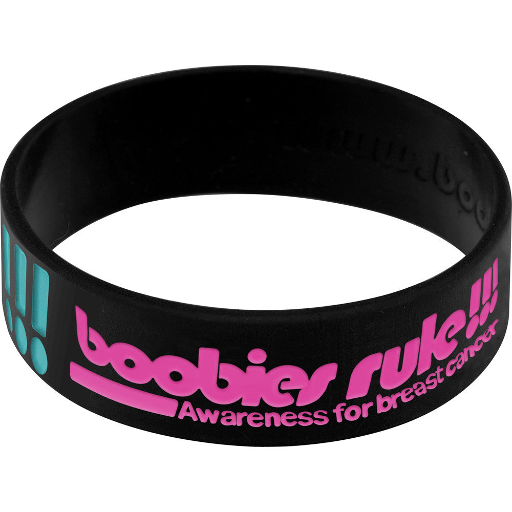 Black Aqua Boobies Rock Breast Cancer Bracelet