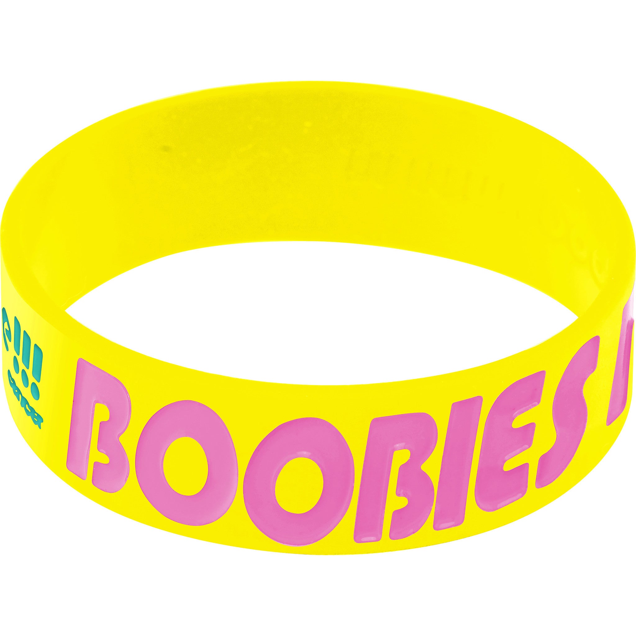 Yellow Pink Boobies Rock Breast Cancer Bracelet