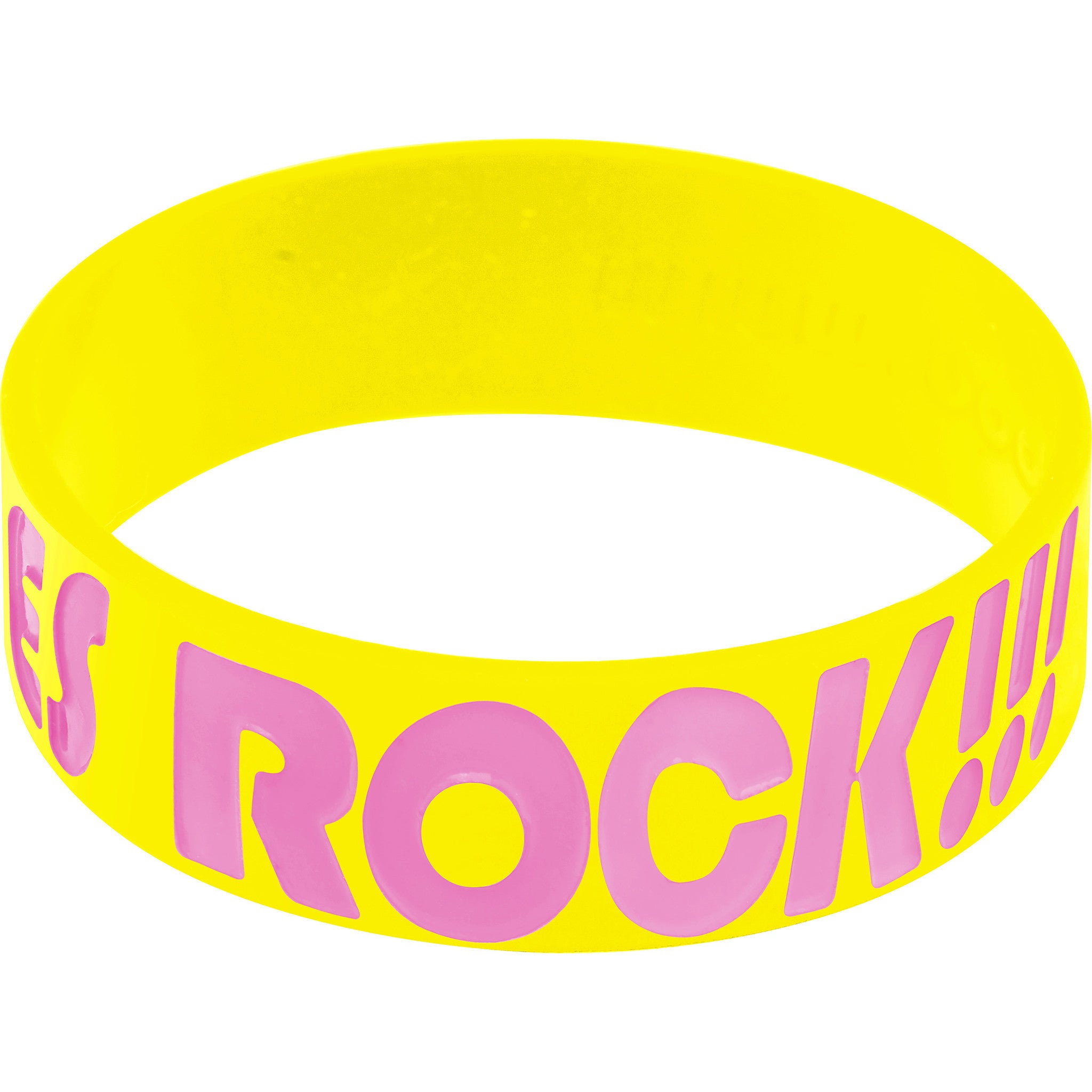 Yellow Pink Boobies Rock Breast Cancer Bracelet