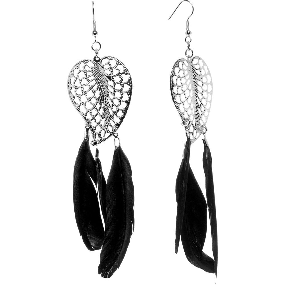 Native Nature Feather and Leaf Drop Earrings