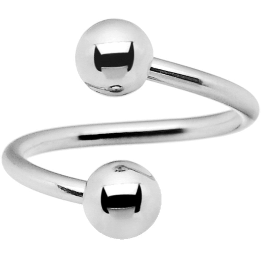 14G Stainless Steel 5mm Ball Spiral Twister Ring - 1/2