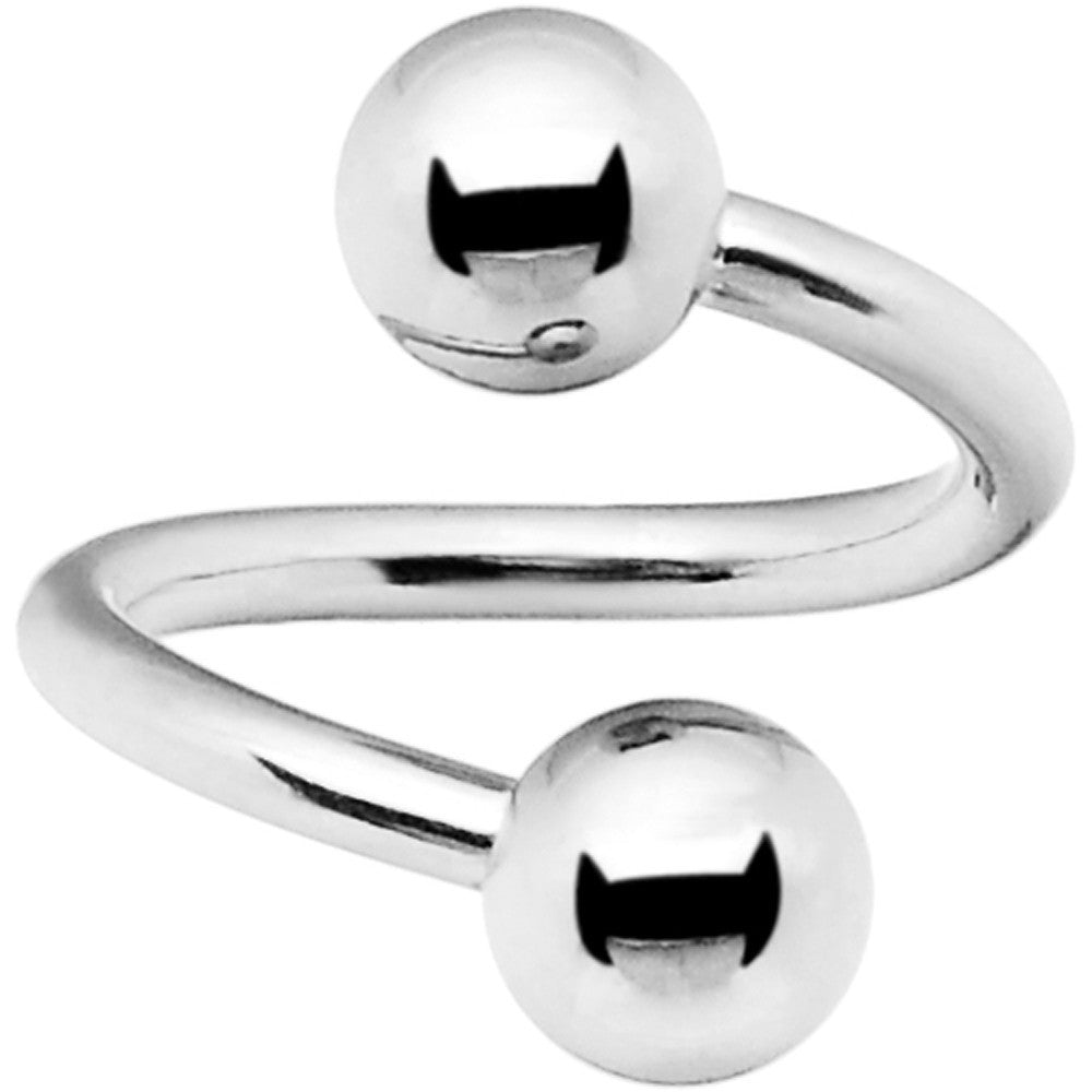 14G Stainless Steel 5mm Ball Spiral Twister Ring - 7/16