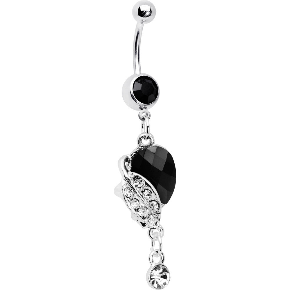 Dark Nature Lovely Leaves Crystal Drop Belly Ring