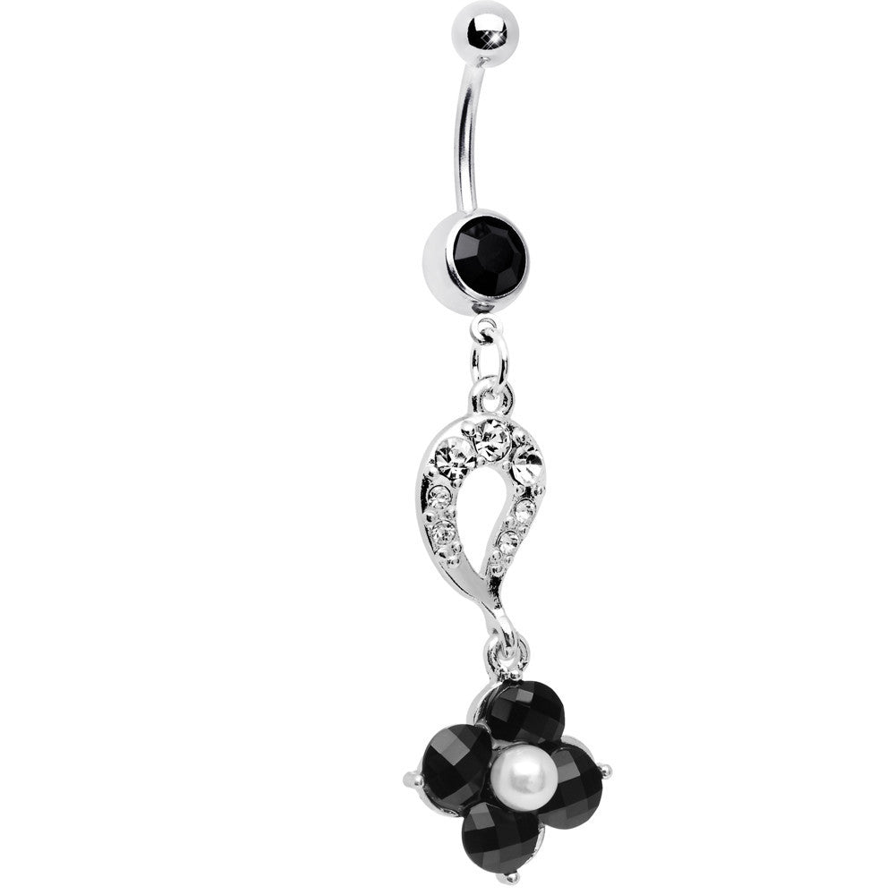 Dark Nature Rain Blossom Crystal Belly Ring