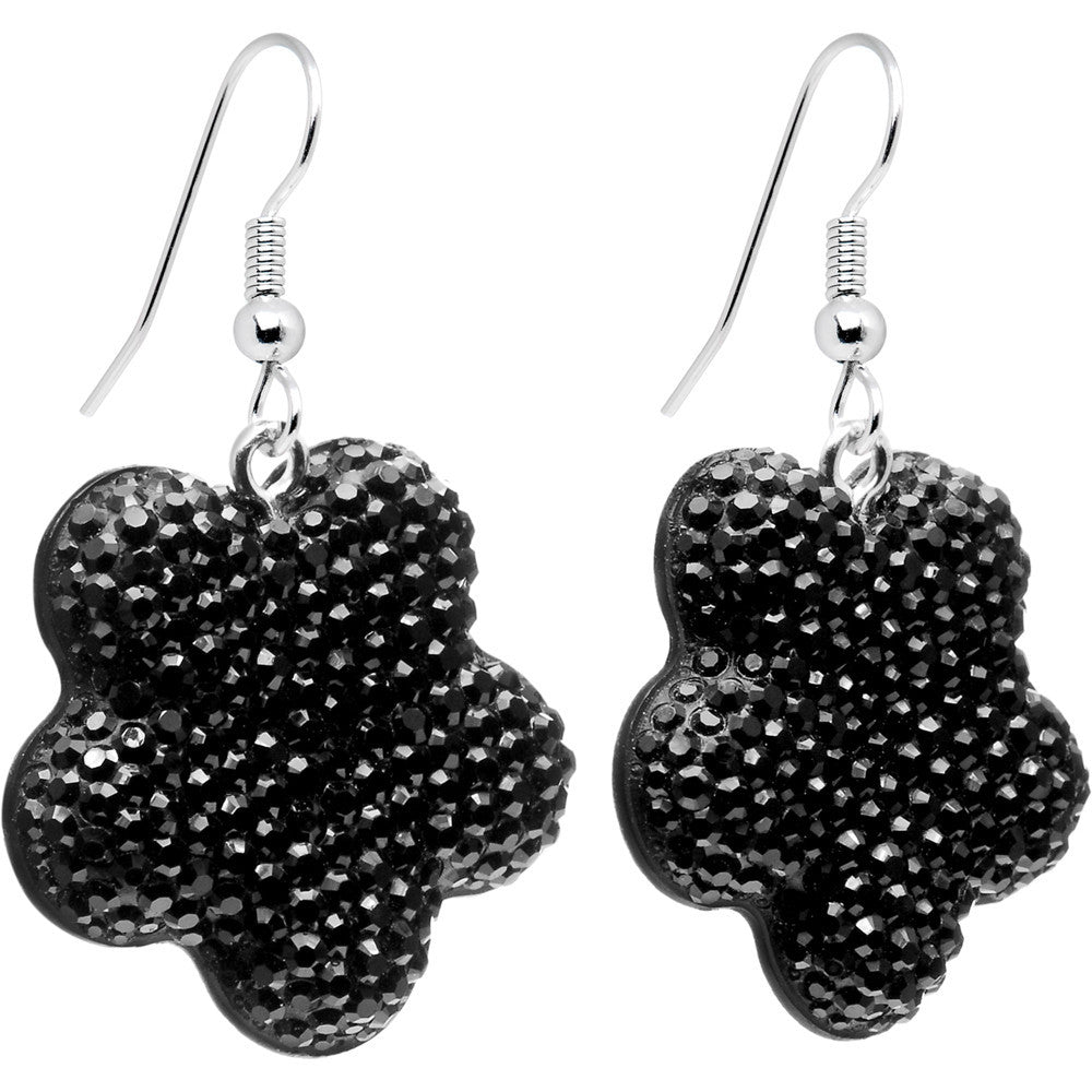 Chic Black Flower Dangle Earrings