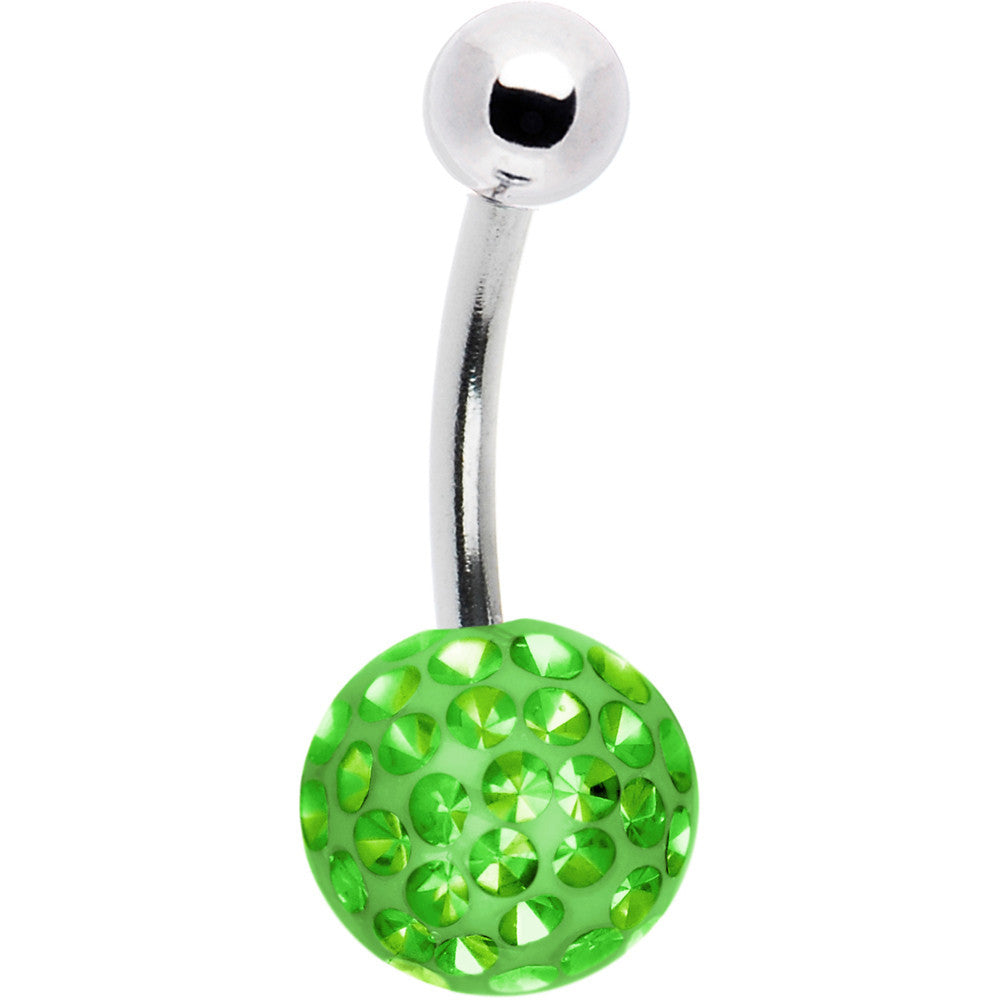 Peridot Green Pave Crystal Sparkler Belly Ring