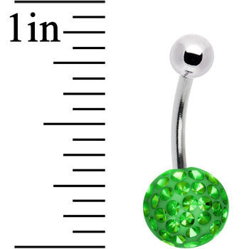 Peridot Green Pave Crystal Sparkler Belly Ring