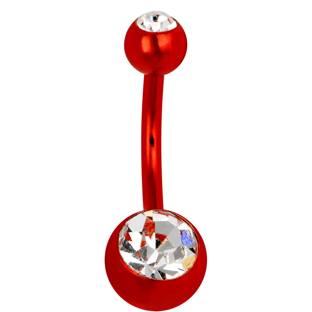 Red Anodized Titanium Double Gem Belly Ring
