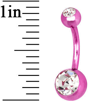 Pink Anodized Titanium Double Gem Belly Ring