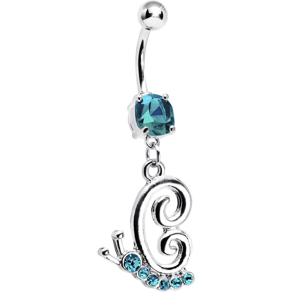 Zircon Blue Gem Snail Dangle Belly Ring