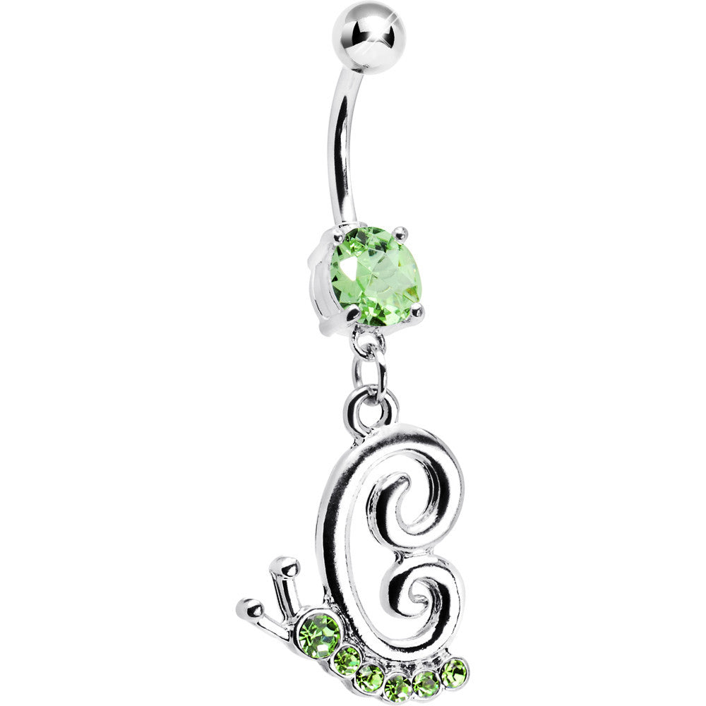 Peridot Green Gem Snail Dangle Belly Ring