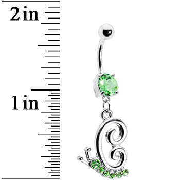 Peridot Green Gem Snail Dangle Belly Ring