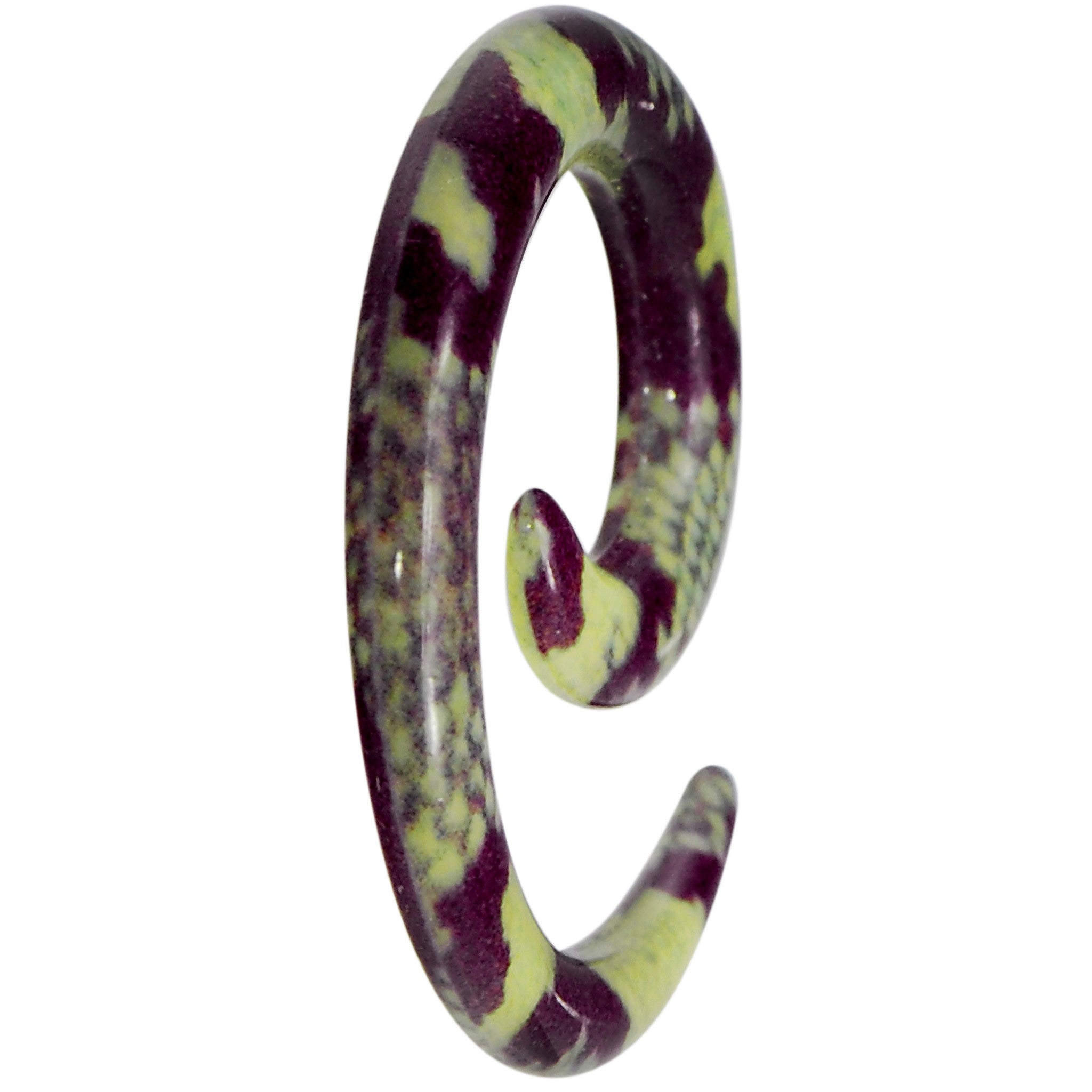 8G Green Snake Skin Acrylic Spiral Taper