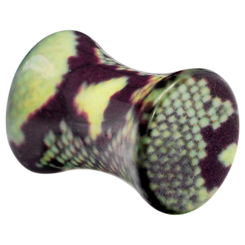 2G Green Snake Skin Acrylic Saddle Plug