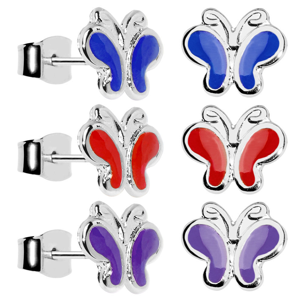 6mm Butterfly Beauty Stud Earring Set