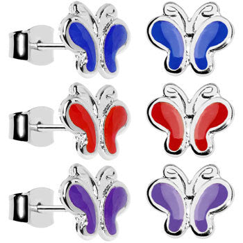 6mm Butterfly Beauty Stud Earring Set