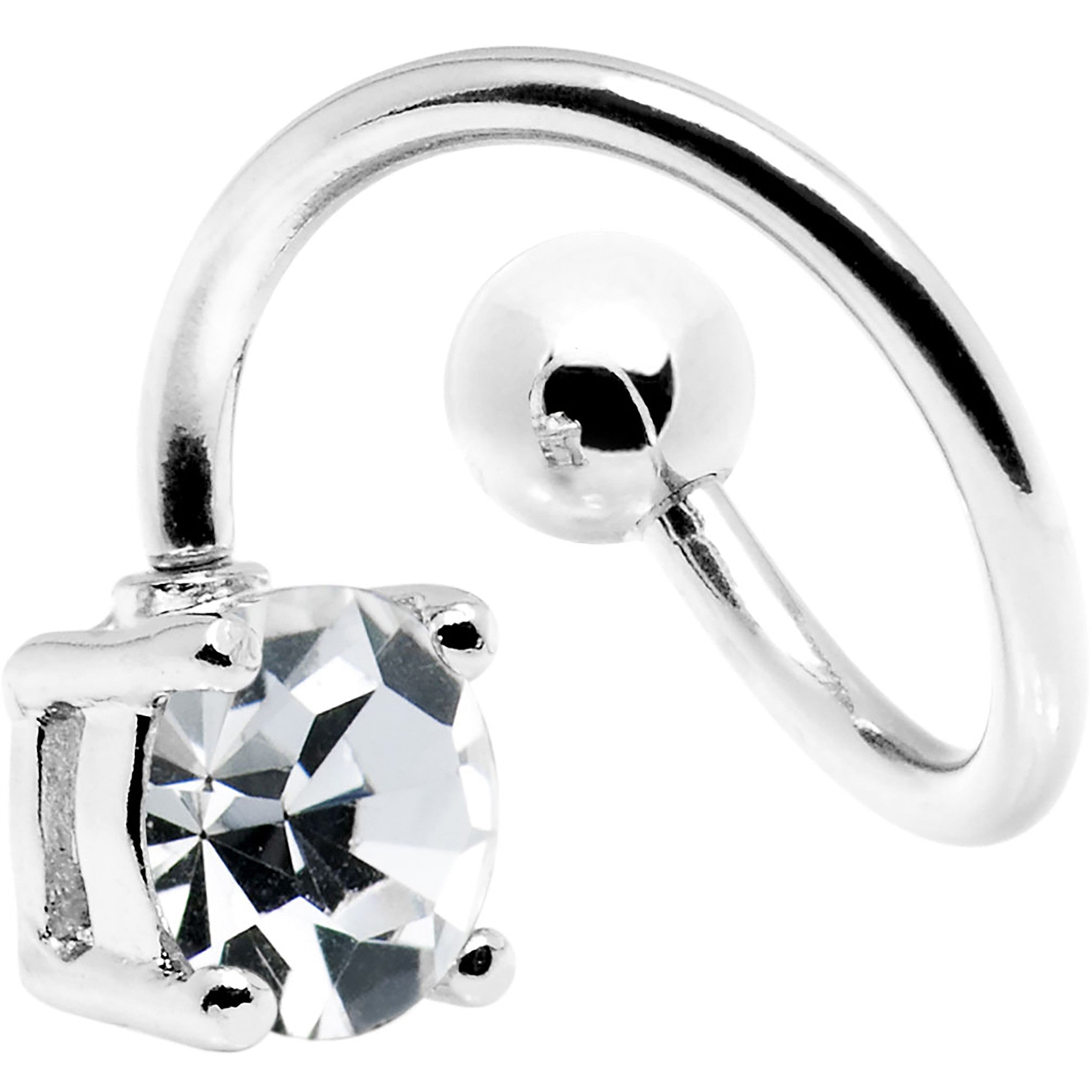 14G 7/16 Clear Gem Pinnacle Spiral Twister Belly Ring