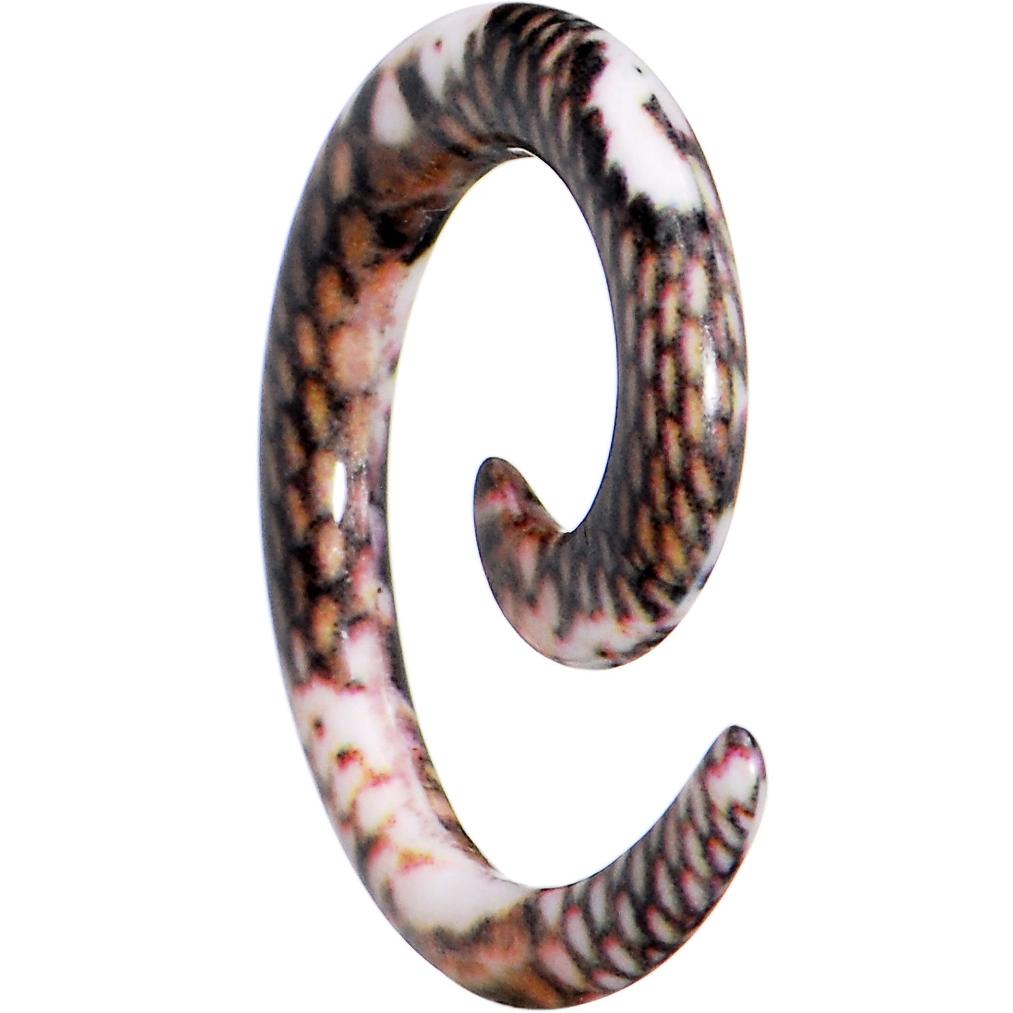 8G Blushing Snake Skin Acrylic Spiral Taper
