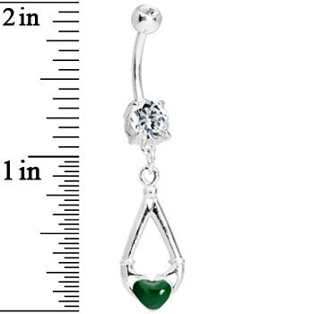 Green Heart Claddagh Belly Ring