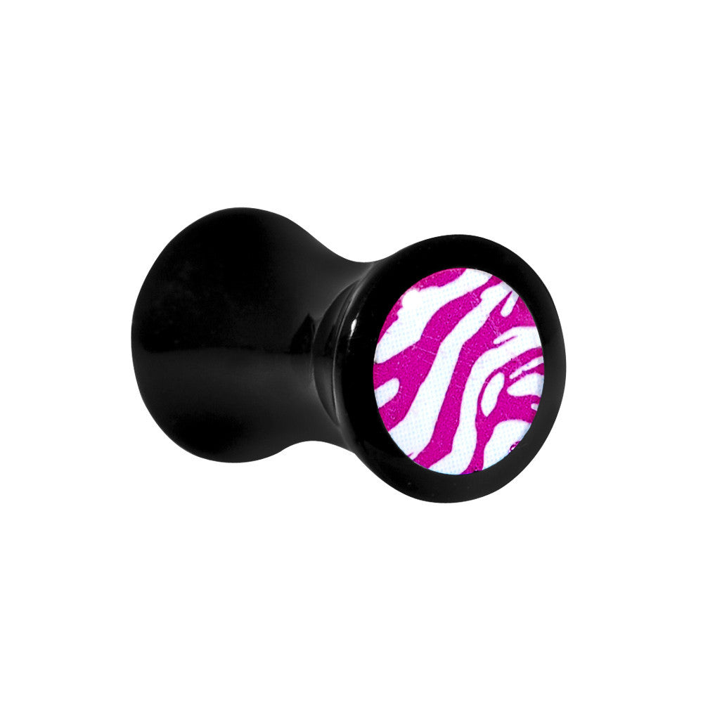 2G Acrylic Pink White Zebra Saddle Plug