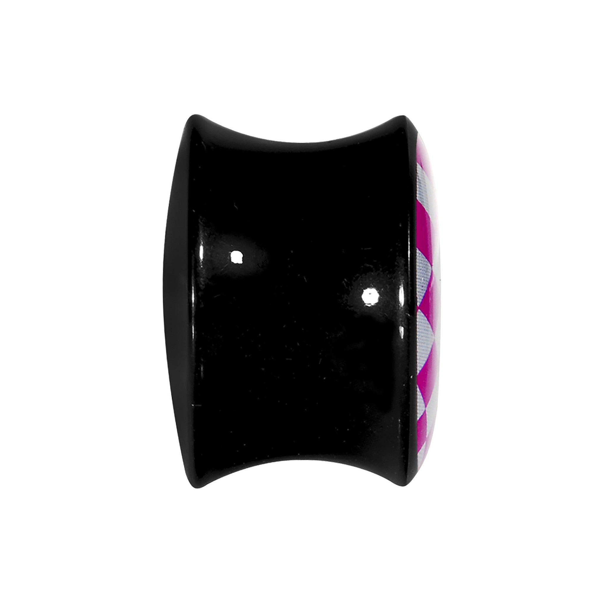 5/8 Black Acrylic Pink and White Checkerboard Saddle Plug