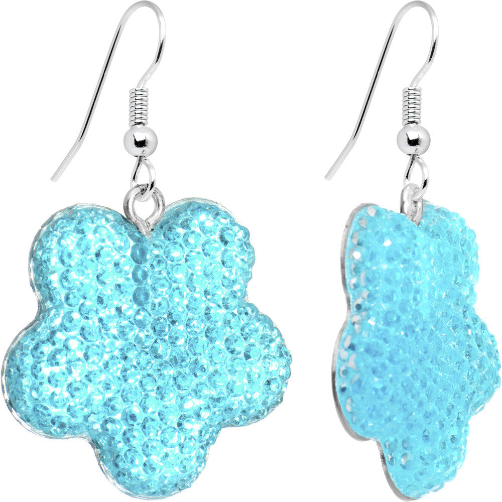 Chic Blue Flower Dangle Earrings