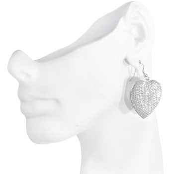 Chic Clear Gem Studded Heart Dangle Earrings