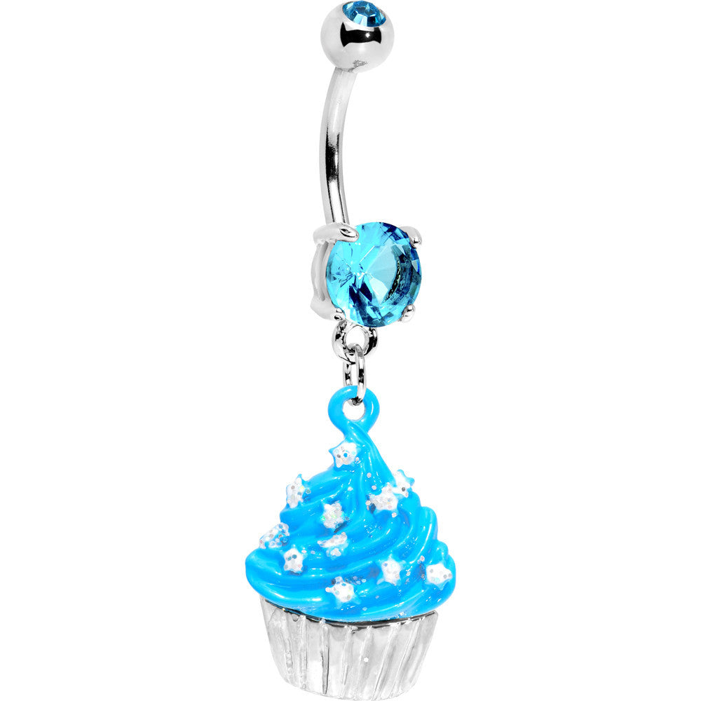 Blue Gem Starry Sprinkles Cupcake Belly Ring