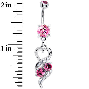 Pink Gem Heart Twist Belly Ring