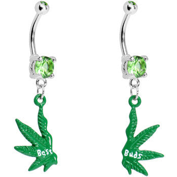 Best Buds Pot Leaf Best Friends Belly Ring Set