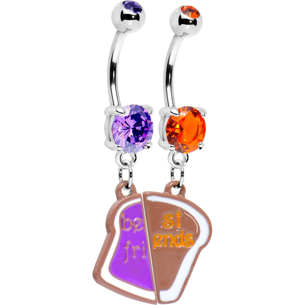 Peanut Butter and Jelly Best Friends Belly Ring Set