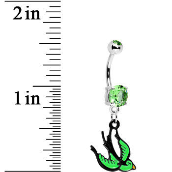 Peridot Gem Sparrow Dive Belly Ring