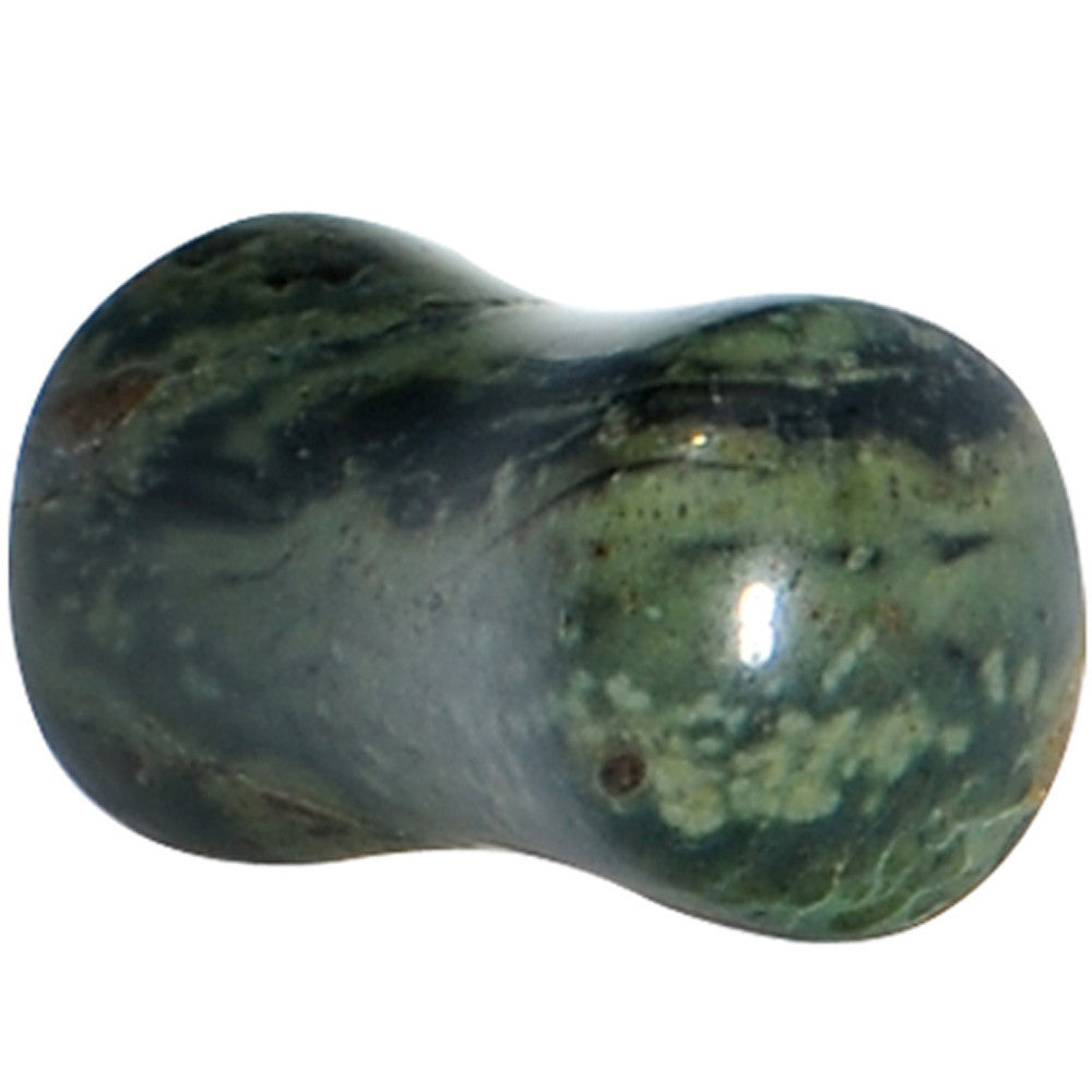 2G Green Eye Jasper Natural Stone Saddle Plug