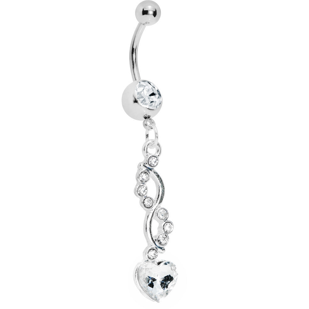 Crystalline Spiral Twist Heart Belly Ring