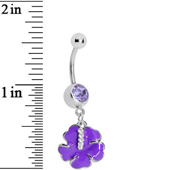 Lavender Cubic Zirconia Poppy Flower Belly Ring