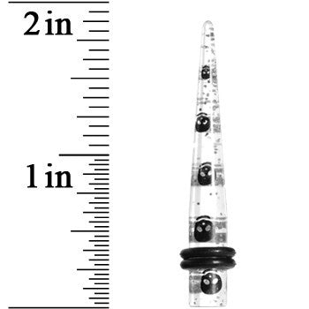 2G Clear Acrylic Glitter Black Skull Confetti Taper