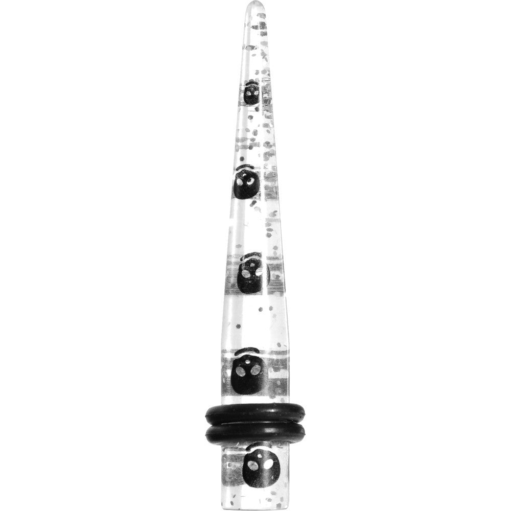 2G Clear Acrylic Glitter Black Skull Confetti Taper