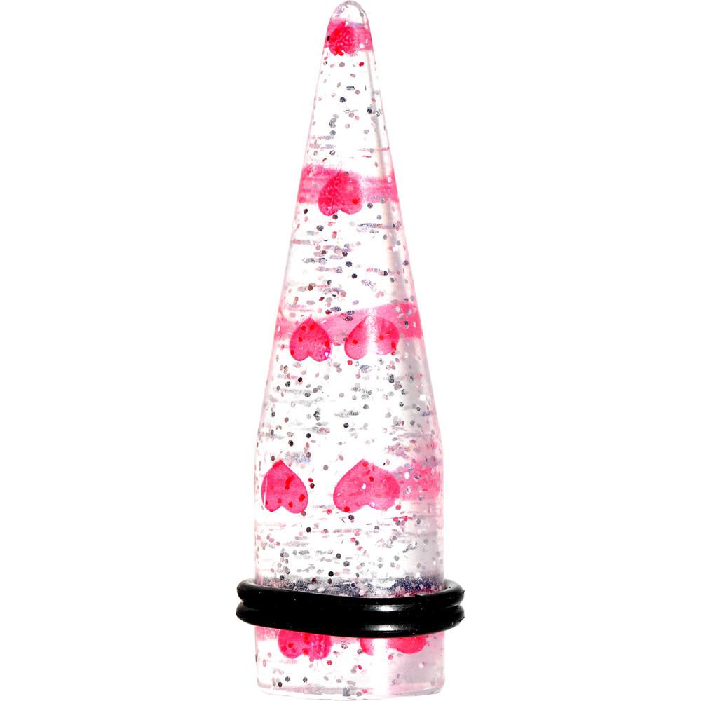 Clear Acrylic Glitter Pink Heart Confetti Taper 8G to 16mm