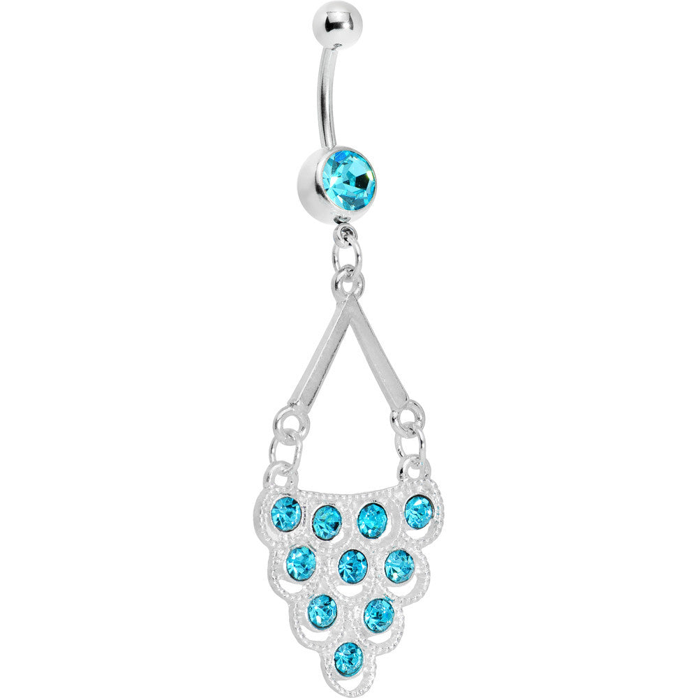 Aqua Gem Lavish Lace Cascade Dangle Belly Ring