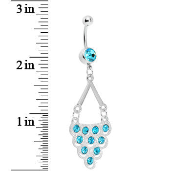 Aqua Gem Lavish Lace Cascade Dangle Belly Ring
