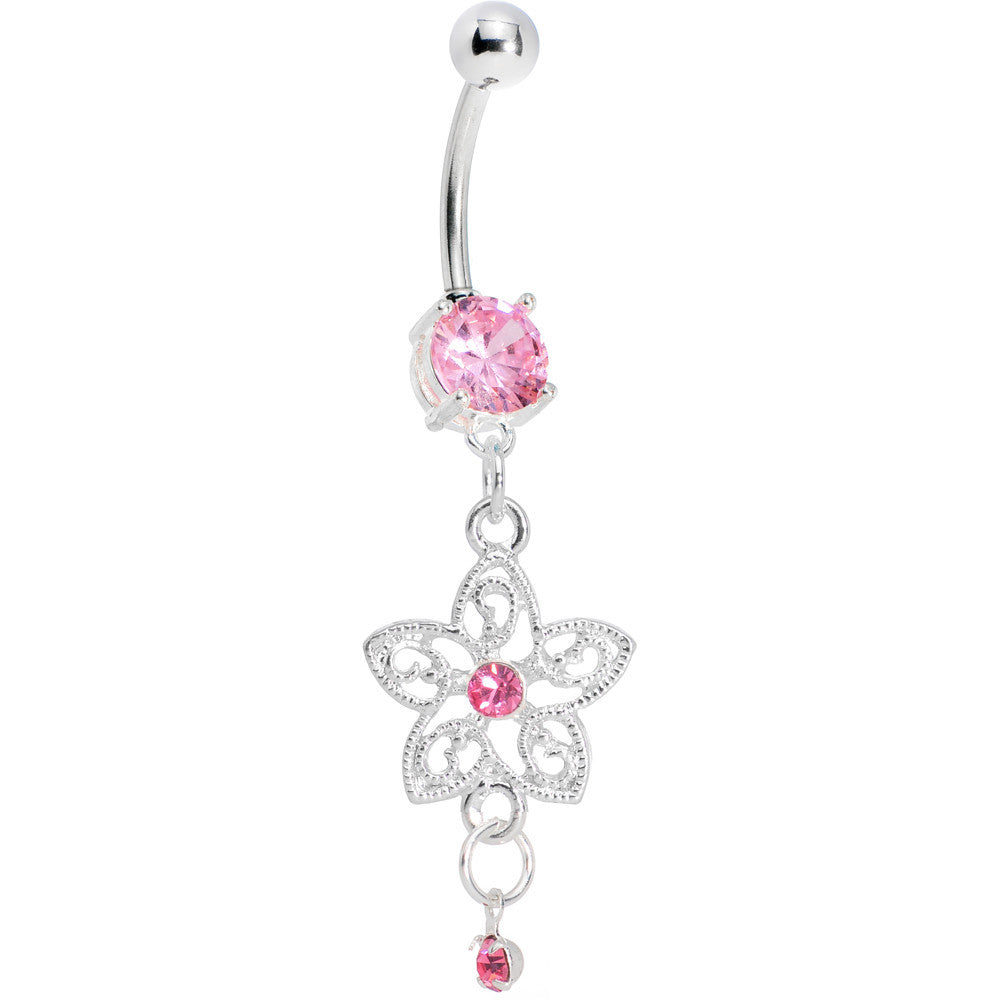 Pink Gem Bella Flora Exotic Flower Belly Ring