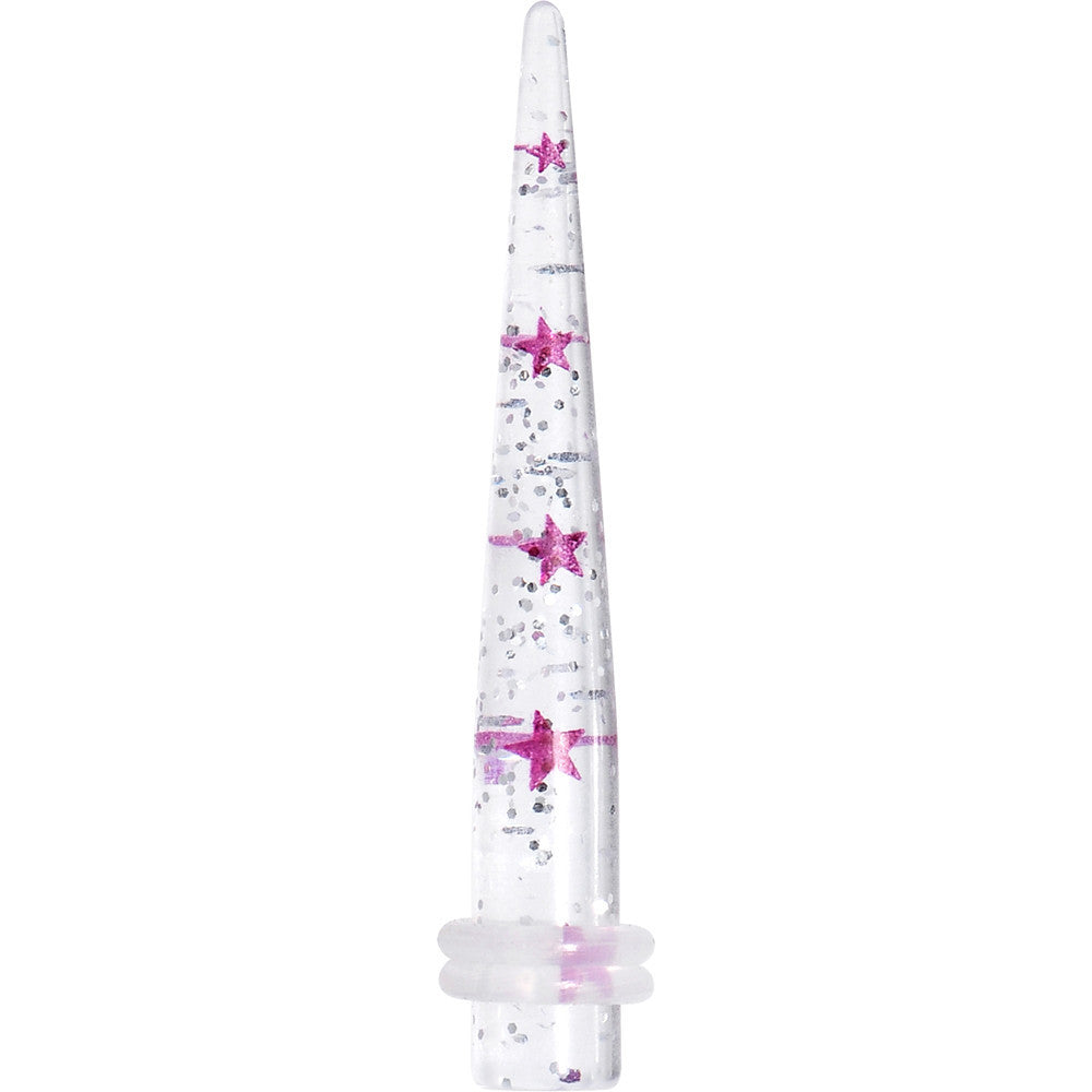 2G Clear Acrylic Glitter Purple Star Confetti Taper