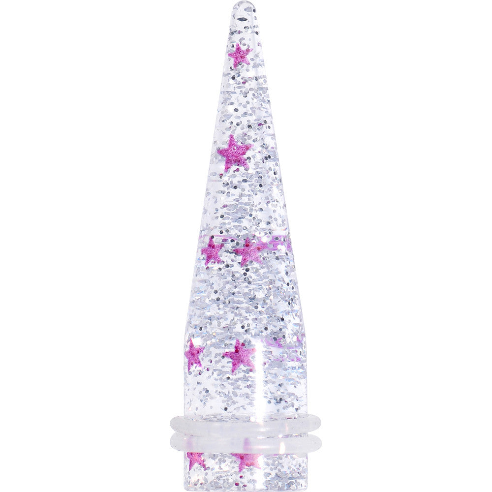 9/16 Clear Acrylic Glitter Purple Star Confetti Taper