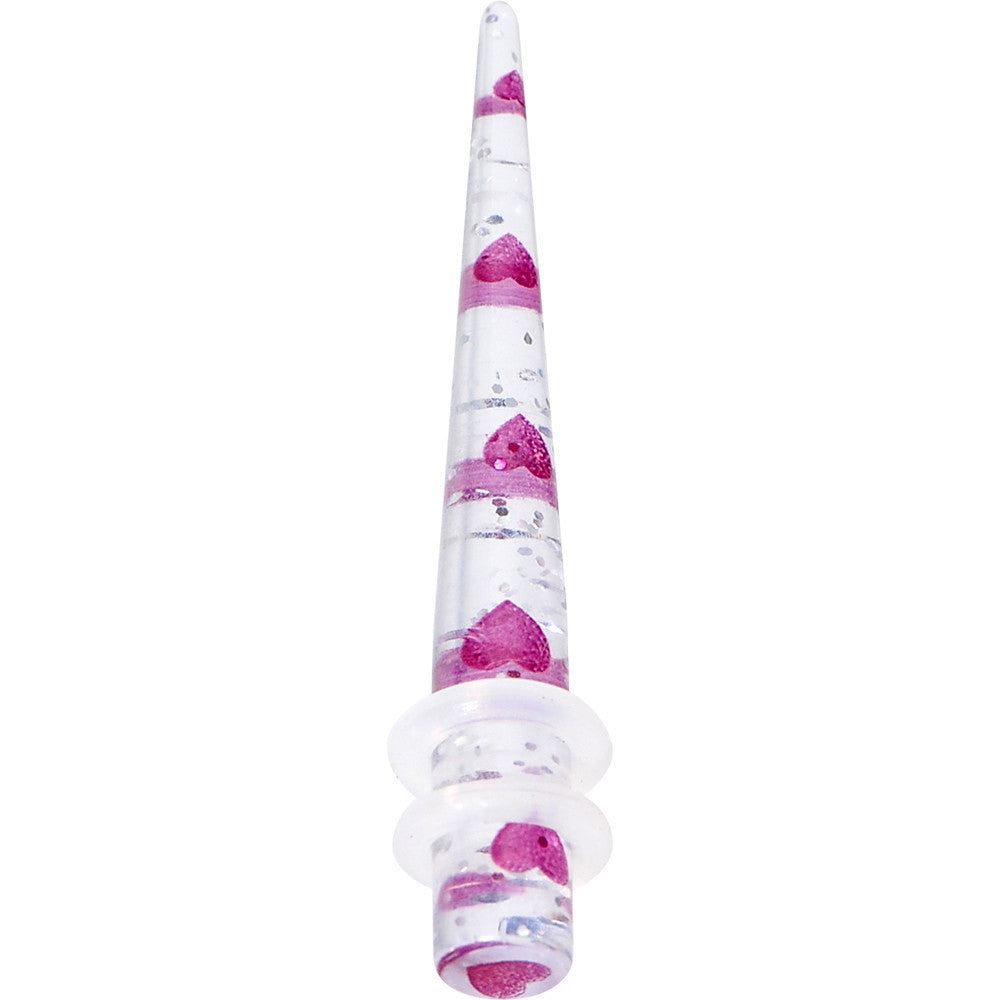 4G Clear Acrylic Glitter Purple Heart Confetti Taper