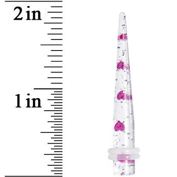 2G Clear Acrylic Glitter Purple Heart Confetti Taper