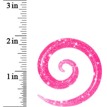 0G Hot Pink Acrylic Glitter Spiral Taper
