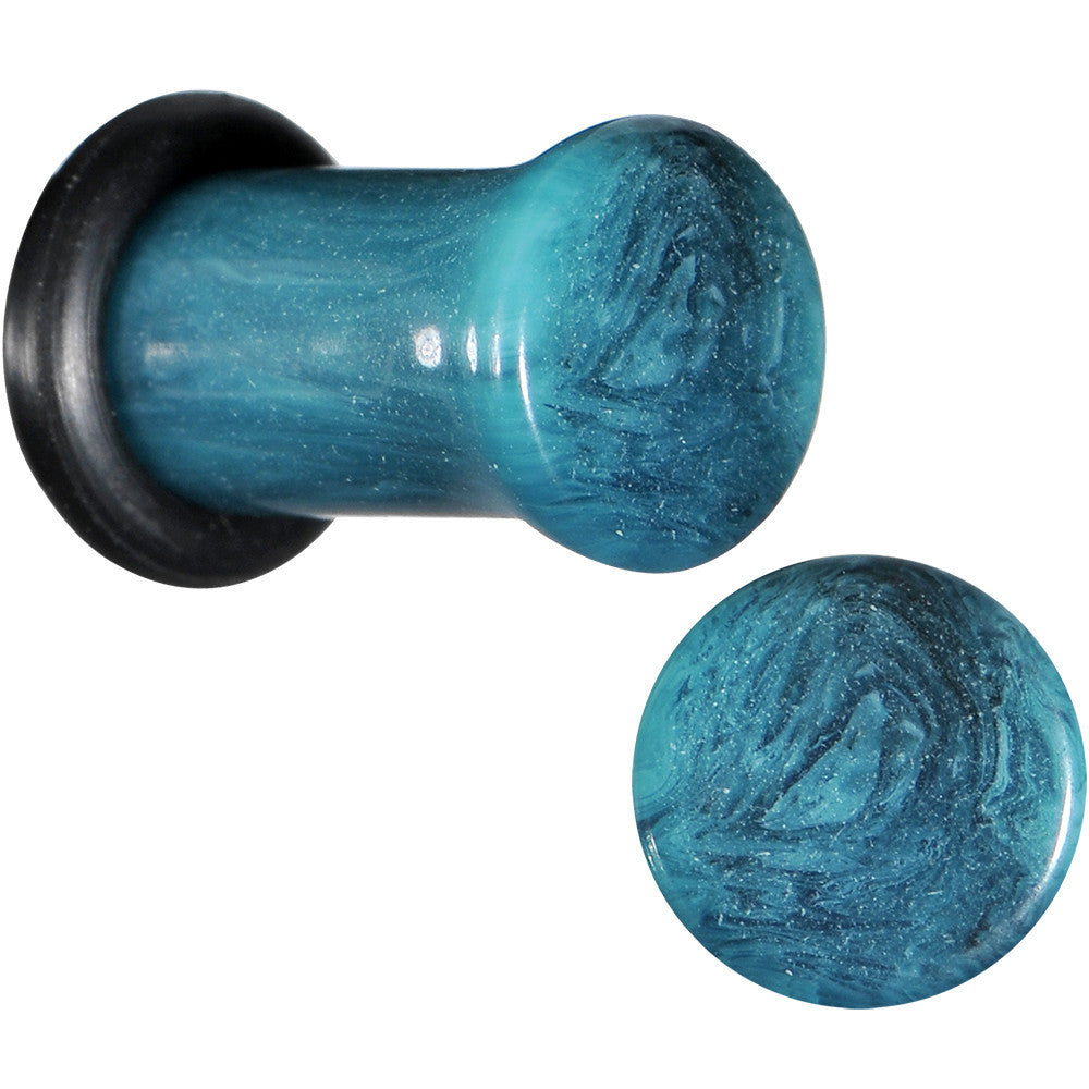 2G Teal Marble Swirl Acrylic Single Flare Plug Set