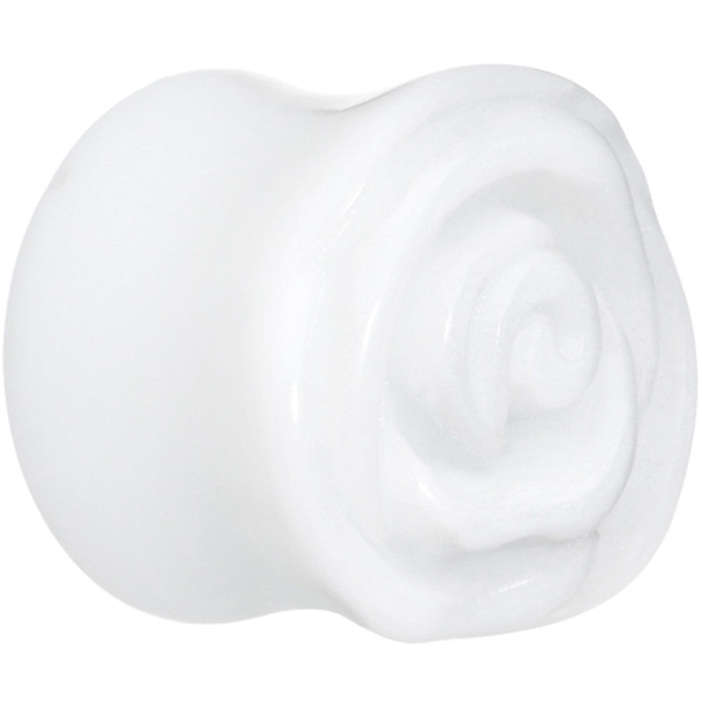 9/16 White Rose Flower Acrylic Saddle Plug
